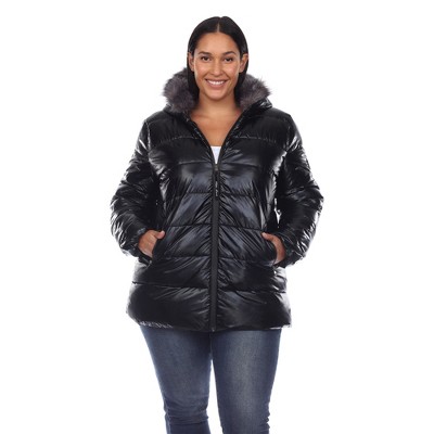 Metallic Puffer Coat With Hoodie Silver X Large - White Mark : Target