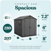 Keter Darwin 6 Ft x 8 Ft Outdoor Garden Tool Storage Shed Durable Resin Organizer with Window, Lockable Door and Built-in Ventilation, Graphite Gray - 2 of 4