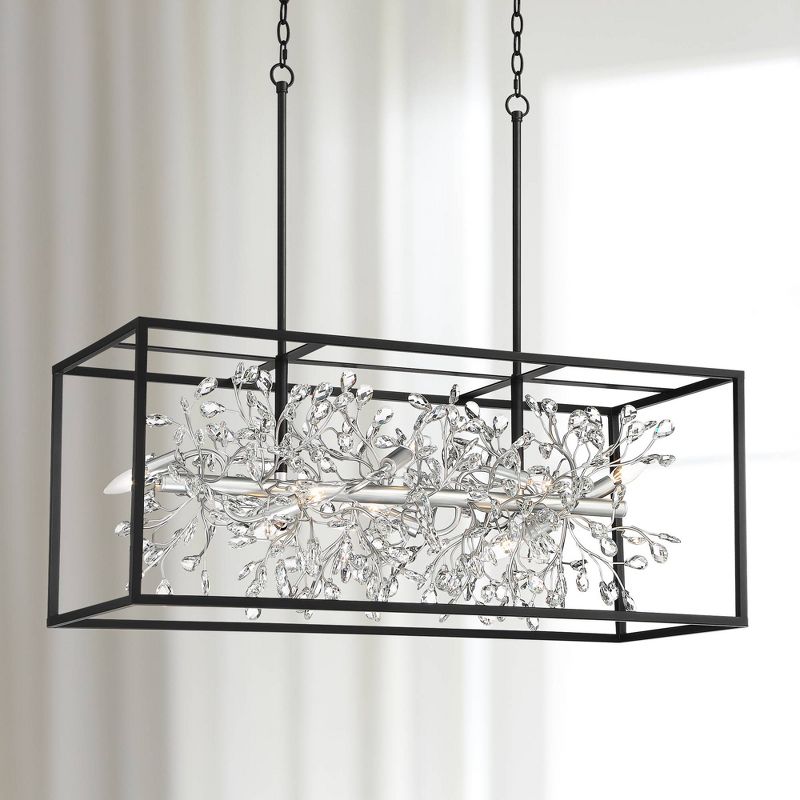Possini Euro Design Carrine Black Silver Linear Pendant Chandelier 38 1/2" Wide Modern Clear Crystal 8-Light Fixture for Dining Room Kitchen Island, 2 of 10