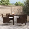 vidaXL Patio Dining Set with Cushions Outdoor Furniture Brown Poly Rattan - 35.4" Table Length 4 Items - 2 of 4