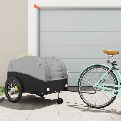 VidaXL Bike Trailer Black and Gray 99.2 lb Iron
