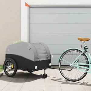 VidaXL Bike Trailer Black and Gray 99.2 lb Iron - 1 of 4