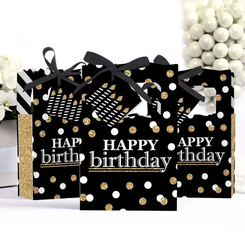 Big Dot of Happiness Adult Happy Birthday - Gold - Birthday Party Favor Boxes - Set of 12, 3 of 6