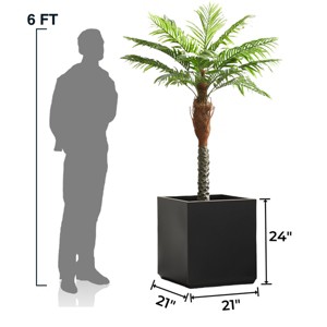 Wallowa Weather Resistant Square Metal Planter Box with Drainage Hole for Large Plants and Trees Black 21"x21"x24" - 1 of 4