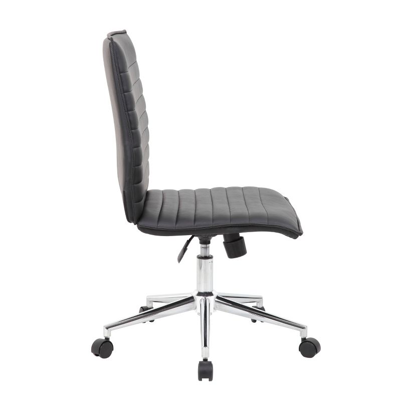 Armless Task Chair Black Vinyl - Boss Office Products, 5 of 9
