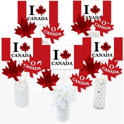 Big Dot of Happiness Canada Day - Canadian Party Centerpiece Sticks - Table Toppers - Set of 15