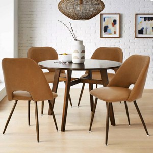 Upholstered Dining Room Chairs Set of 4, Modern Kitchen Chairs with Curved Back, Walnut Finish Metal Legs - Panipeachy - 1 of 4