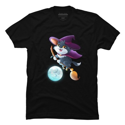 Men's Design By Humans Halloween cat witch By Yelllowlion T-Shirt