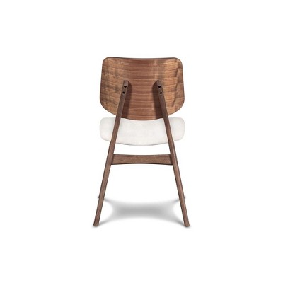 Oscar Walnut Solid Wood Upholstered Side Chair Set in Beige