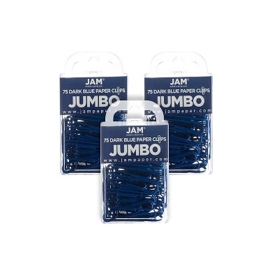 JAM Paper Jumbo Smooth Paper Clip Dark Blue 3/Pack 42186869B