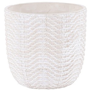 Inspirella 6.5 Inch Timeless Hand Painted Glazed Ceramic Round Indoor Outdoor Succulent Plant Pot with Drainage Hole and Plug - 1 of 4