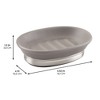 iDesign Ceramic Soap Dish for Bathroom Sink - Matte Gray/Brushed - 2 of 4