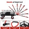 Acekool Foldable Steel Garden Cart, 360lbs Capacity, Removable Mesh Sides, 6" All-Terrain Wheels, 180° Rotating Handle, Yard Utility Wagon - 3 of 4