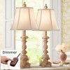 Regency Hill Elize Traditional Table Lamps 26 1/2" High Set of 2 Whitewashed Candlestick with Table Top Dimmers Beige Shade for Bedroom Living Room - 2 of 4