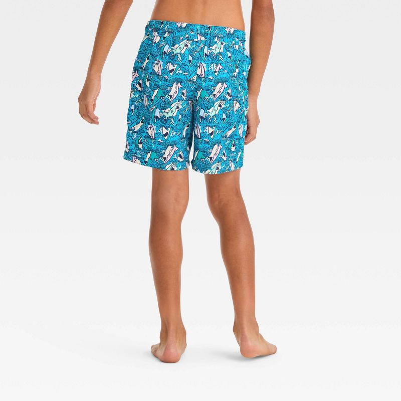 Boys' Shark Printed Swim Shorts - Cat & Jack™ Blue, 4 of 5