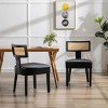Rattan Dining Chairs Set Of 2 with Rattan Back,Upholstered Cane Back Armless Chairs-Cuddlewood - 2 of 4