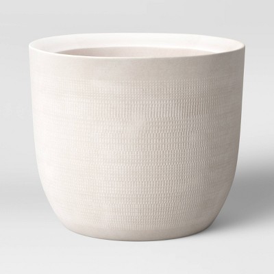 Photo 1 of   Textured Ceramic Planter White -  