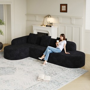 111.8" L-Shaped Curved Modular Sofa Couch with Chaise & 3 Pillows for Living Room - ModernLuxe - 1 of 4
