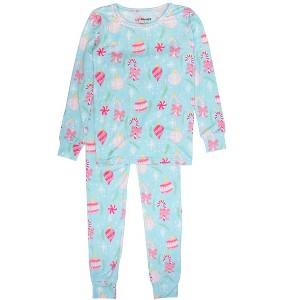 RuffleButts SoftSnooze Girls Holiday Ruffle Long Sleeve Pajama Set - 1 of 2