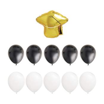 10ct Graduation Cap Foil with Latex Balloon Pack - Spritz™