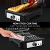 MONXOOK 4-Slice Belgian Waffle Maker, 1200W, non-stick, anti-overflow, adjustable browning, indicator lights, compact, includes recipes — silver/black - 2 of 4