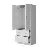 Kumasinova Wooden Wardrobe Closet,Storage Aacrmoire with 2 Drawers,2 Doors,Hanging Rod,Armoire Wardrobe Closet for Bedroom,Dressing Room - 4 of 4