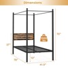 Infans Twin Size Canopy Bed Frame 4-Poster Platform Bed Frame w/ Industrial Headboard - 2 of 4