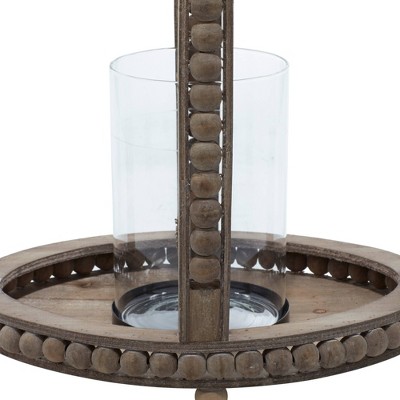 Rustic Farmhouse Reclaimed Wood Beaded Hanging Candle Lantern