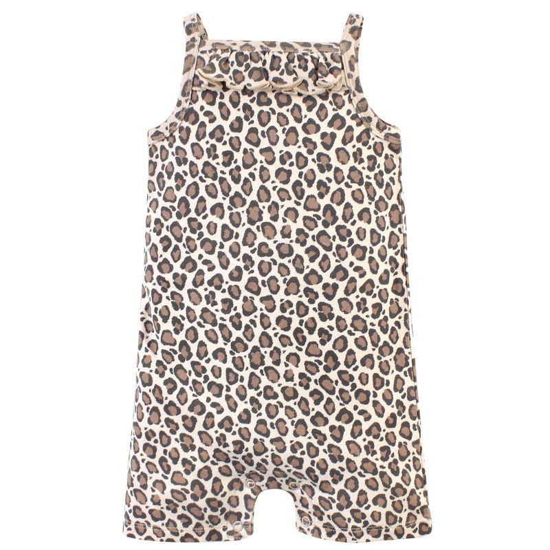 Touched by Nature Baby Girl Organic Cotton Rompers 3pk, Leopard, 5 of 6