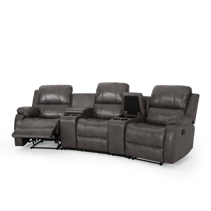 Meridan Contemporary Upholstered Theater Seating Reclining Sofa - Christopher Knight Home, 4 of 19