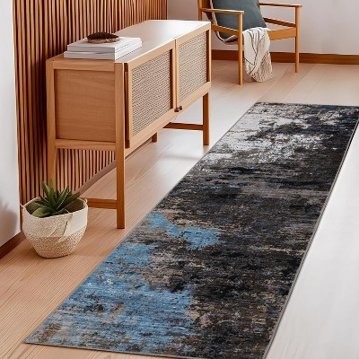 homfan Non-Slip Abstract Runner Rugs, Ultra-Soft Low Pile Floor Cover, Stain Resistant Contemporary Indoor Floor Carpet for Hallway, Bedroom
