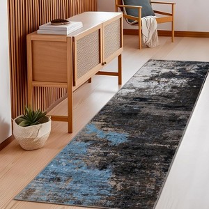 homfan Non-Slip Abstract Runner Rugs, Ultra-Soft Low Pile Floor Cover, Stain Resistant Contemporary Indoor Floor Carpet for Hallway, Bedroom - 1 of 4