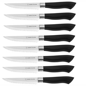 Dura Culina® 8 Piece Micro Serrated Steak Knife Set - Black - 1 of 4