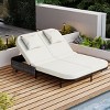 5-Position Adjustable Outdoor Daybed with Cushions and Pillows, PE Rattan Loveseat with Iron Frame for Patio or Poolside - Coolbibila - 2 of 4