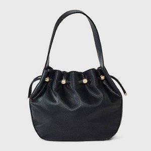 Drawstring Bucket Handbag - A New Day™ Black - 1 of 4