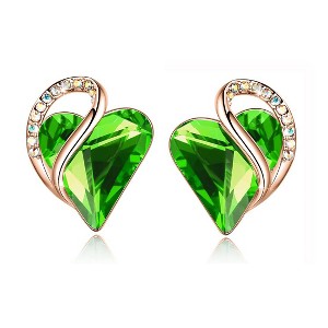 Leafael 18K Rose Gold Plated Love Heart Stud Earrings with Healing Stone Crystal Jewelry Gifts for Women - 1 of 4