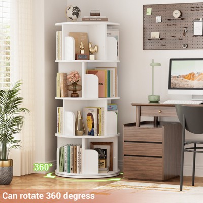 Aheaplus 4-tier Rotating Bookshelf Tower Revolving Corner Bookcase