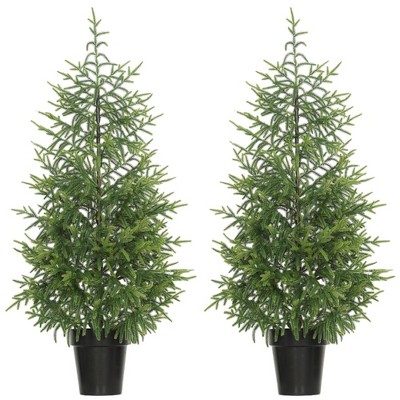 NAYSAYE 2PCS 4FT Christmas Tree Set with Realistic Molded Tips and Pot Base for Indoor Holiday Decor, Green, 26"*26"*48"