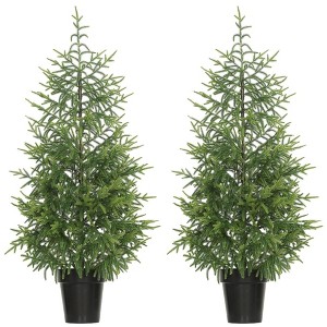 NAYSAYE 2PCS 4FT Christmas Tree Set with Realistic Molded Tips and Pot Base for Indoor Holiday Decor, Green, 26"*26"*48" - 1 of 4