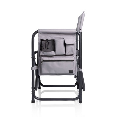 Gray and Black Aluminum Portable Outdoor Chair with Side Table