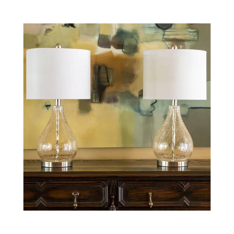 Decor Therapy (Set of 2) Crackled Teardrop Table Lamps, 2 of 5