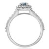 Pompeii3 1 3/8ct Lab Created Blue Diamond Halo Engagement Ring Solid 14K White Gold - 3 of 4