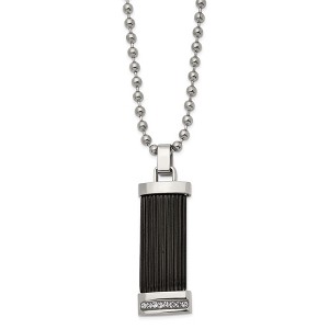 Chisel Stainless Steel Black IP-plated with Preciosa Crystal Pendant on a 22" Ball Chain Necklace - 1 of 1