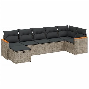 vidaXL Garden Sofa Set Grey Poly rattan, powder-coated steel, polyester - 1 of 4