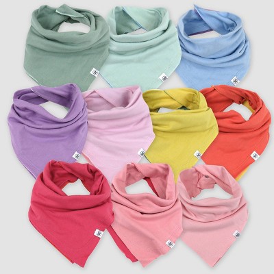 Image of Honest Baby Organic Cotton 10pk Rainbow Gems Reversible Bandana Bib Burp Cloth - Pink