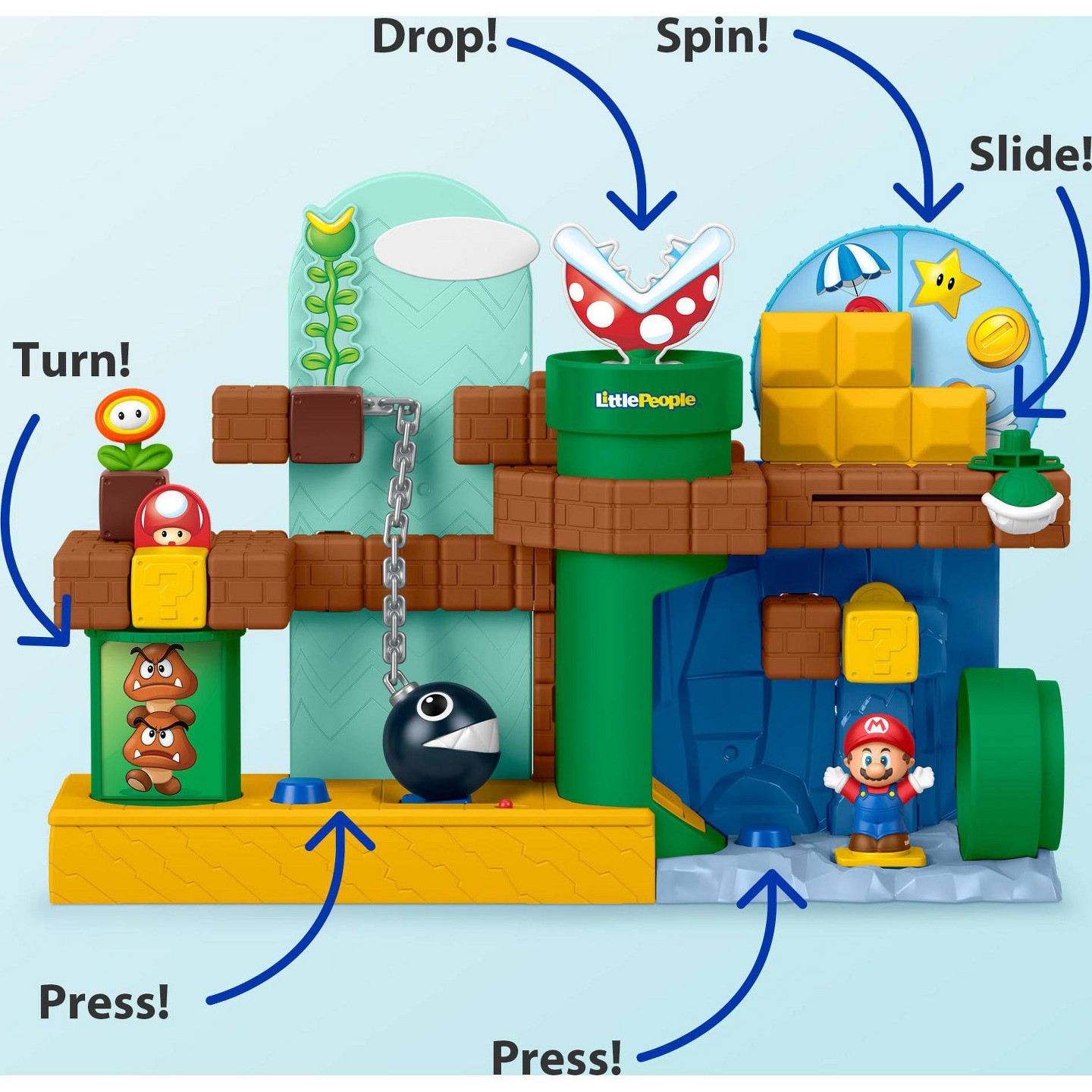 Детские фигурки Fisher-Price Little People My Mario Adventure Playset, Musical Toddler Toy with 2 Figures — фото 5