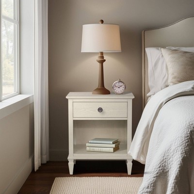 Sapphtopaz Night Stand with Drawer and Storage Space Farmhouse Side Table with Conical Solid Wood Legs, Nightstand for Bedroom, Living Room