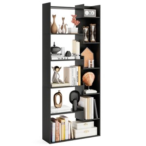 Tangkula 6-tier Bookshelf Bookcase w/ Anti-Tip Kits Home Wood Organizer Free-standing Room Divider Display Shelf - 1 of 4