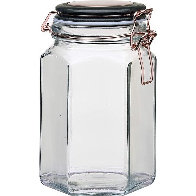 Amici Home Adler Collection Food Safe Hermetic Preserving Glass Canister With Lid & Clippers