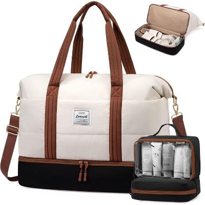 LOVEVOOK Travel Duffle Bag for Women, 3Pcs Puffer Large Weekender Overnight Bag